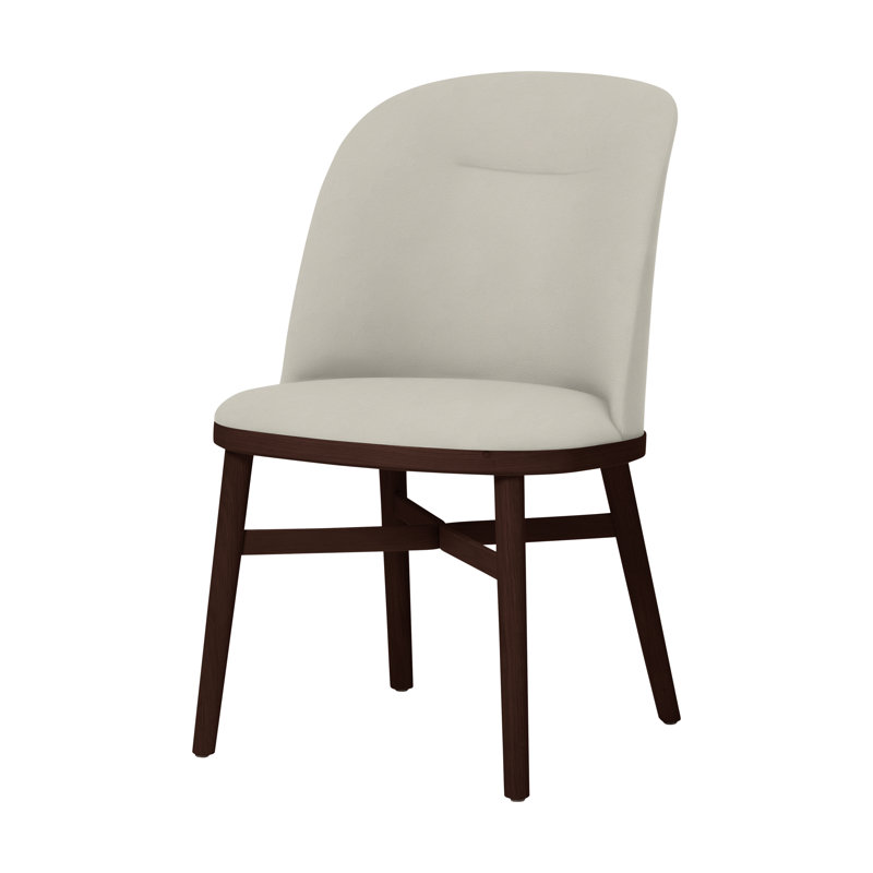 Bund 18'' H Upholstered Dining Chair, Dark Brown Oak, Milano Ivory 5020