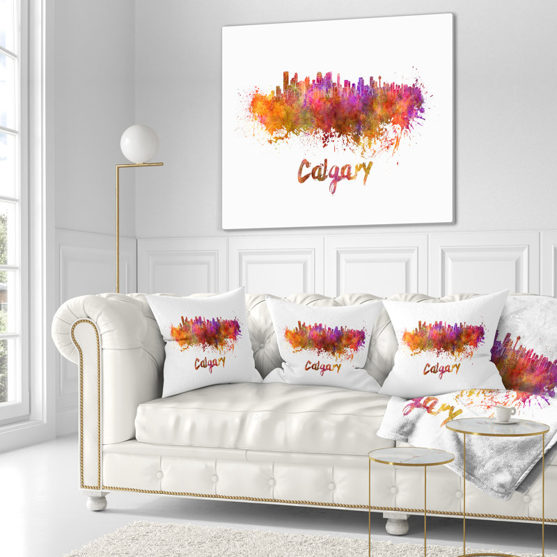 Calgary Skyline - Cityscape Printed Throw Pillow