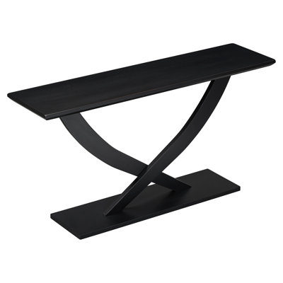 57" Modern Rustic Console Table With Cross-Leg Design, Sturdy Construction And Ample Surface Space, Perfect For Living Room Or Bedroom