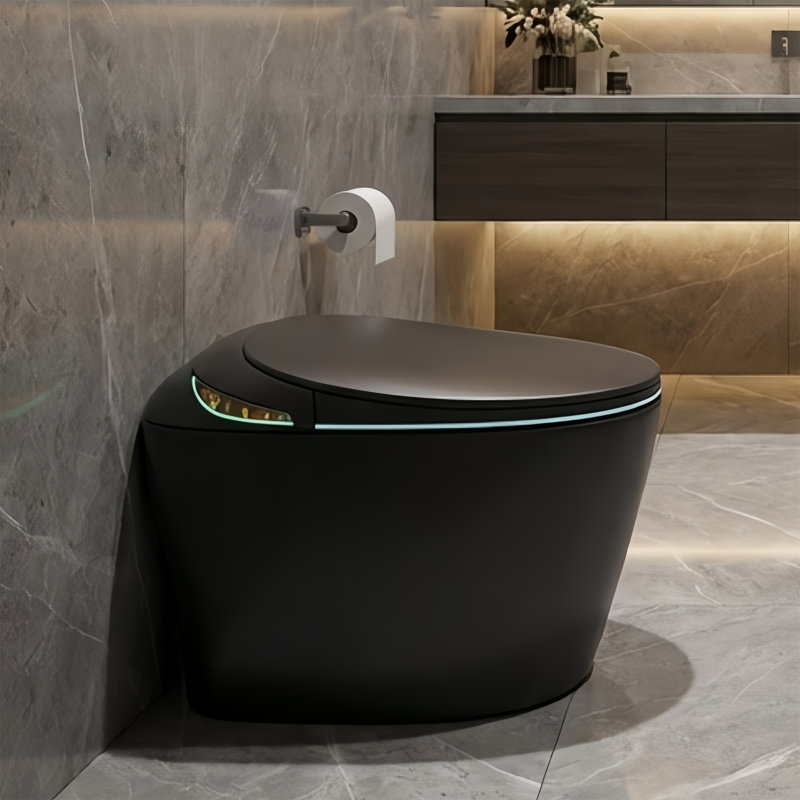 One Piece Smart Toilet with Bidet Built In, Auto Open/Close Seat, Foot Sensor Flush, Night Light, Warm Water Wash & Dryer, Heated Seat, Remote Control, Grey