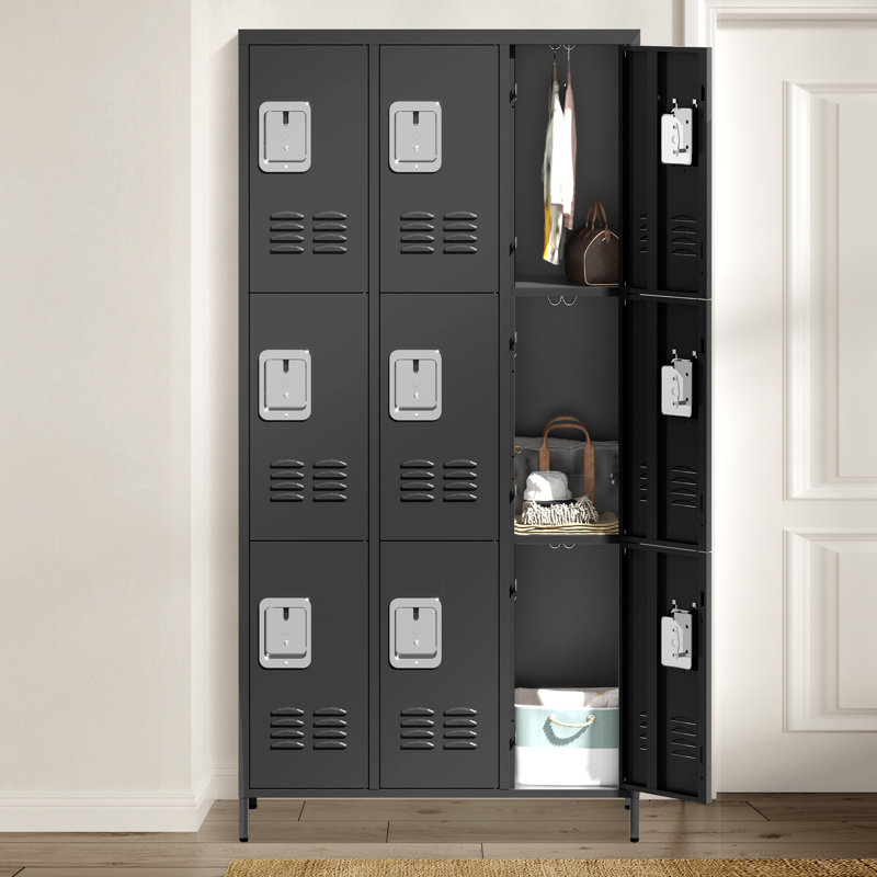 Metal 3 - Tier 89.9cm Gym Locker with Handle, Black