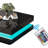 White Square High Gloss Coffee Table With 360° Rotating Top With 16-Color LED Light Tea Table-786605658