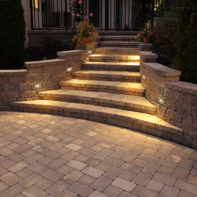 Outdoor low voltage louvered white rectangle surface brick step wall LED  light kit
