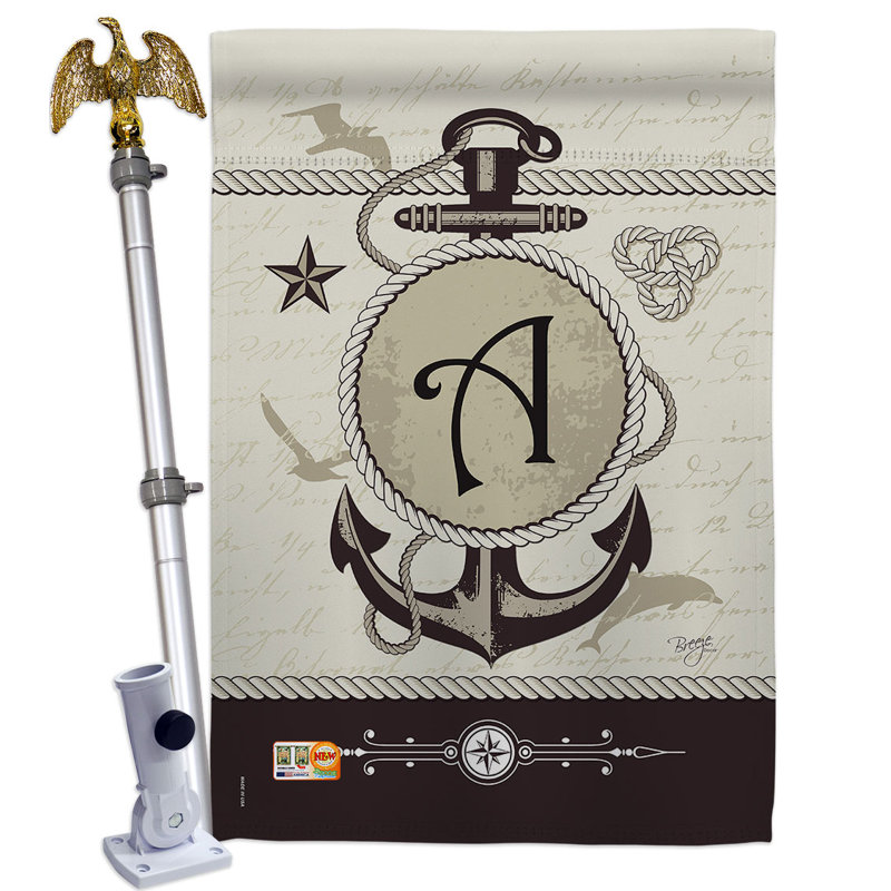 Ensemble de drapeaux 40 x 28 po Nautical Initiale Polyester, A