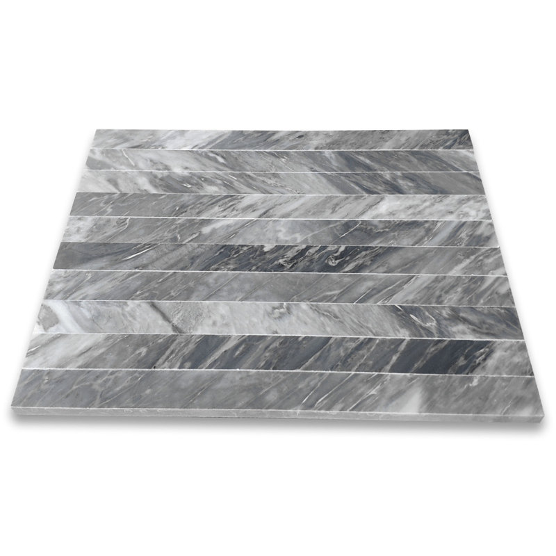 Carreau de mosaïque en marbre 1 po x 12 po Bardiglio, Gris foncé