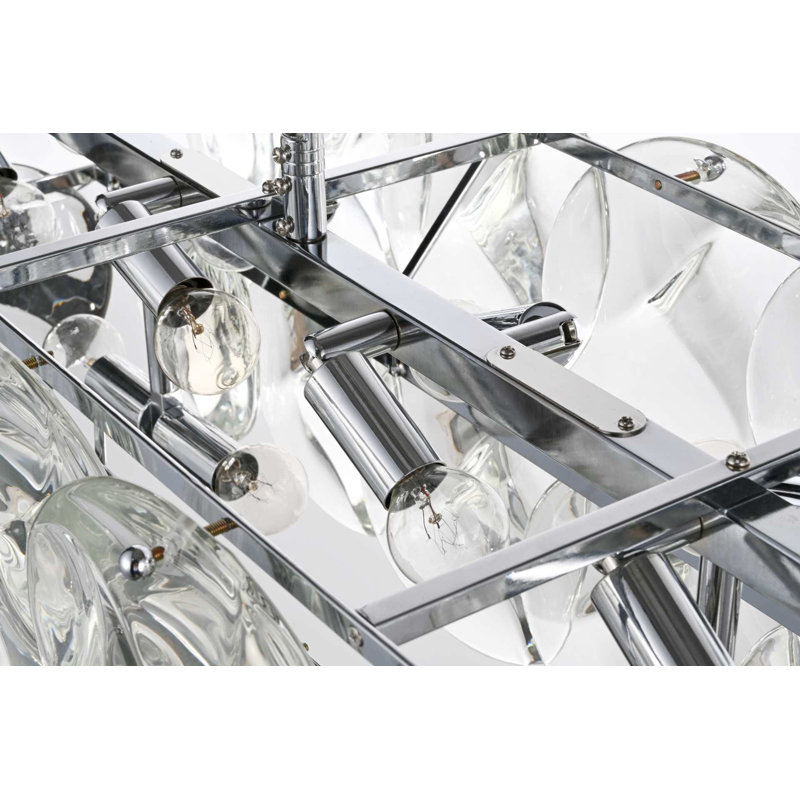 Lustre en cristal 48 pouces Ikeny, H 10 po x l 48 po x P 12 po, Chrome chrome, 20 lumières