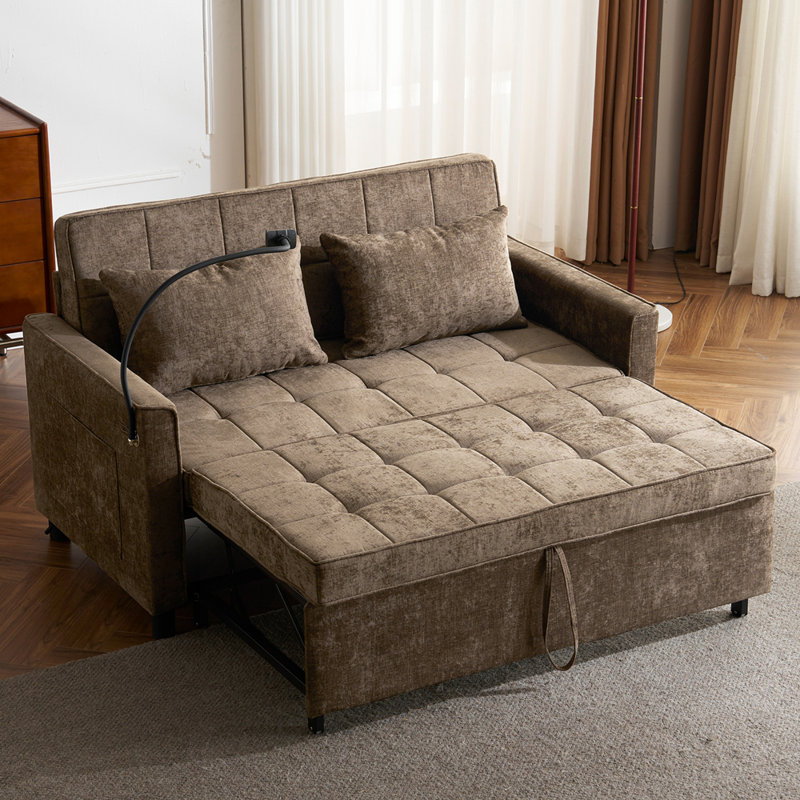 Loveseat Sofa Pull-Out Sofa Bed Sleeper Sofa, Brown