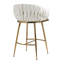 Ensemble de 2 tabourets de bar 26 po à hauteur de comptoir avec dossier ondulé à la main, base chromée dorée et repose-pieds 26 po-369679220