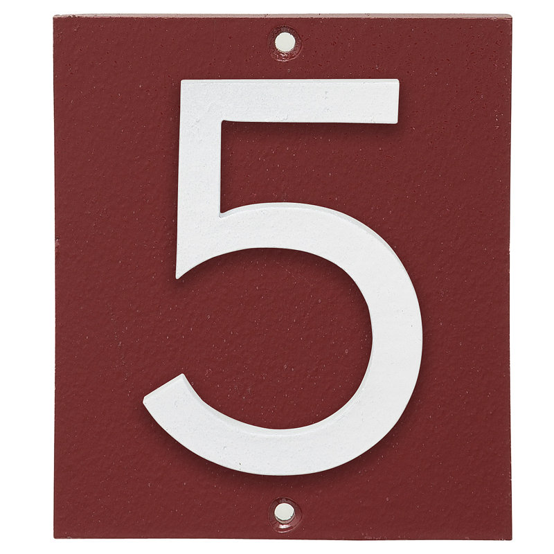 Plaque d’adresse murale sur 1 ligne flottante, Rouge brique, Blanc, Oui
