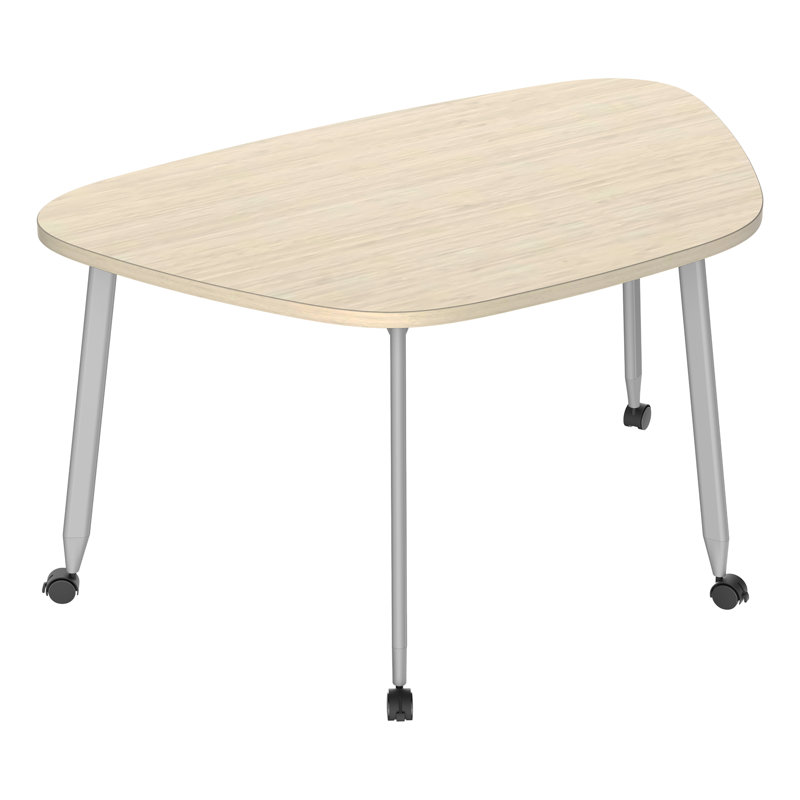Table mobile trapézoïdale arrondie - travail d'équipe interactif et polyvalent, Beige