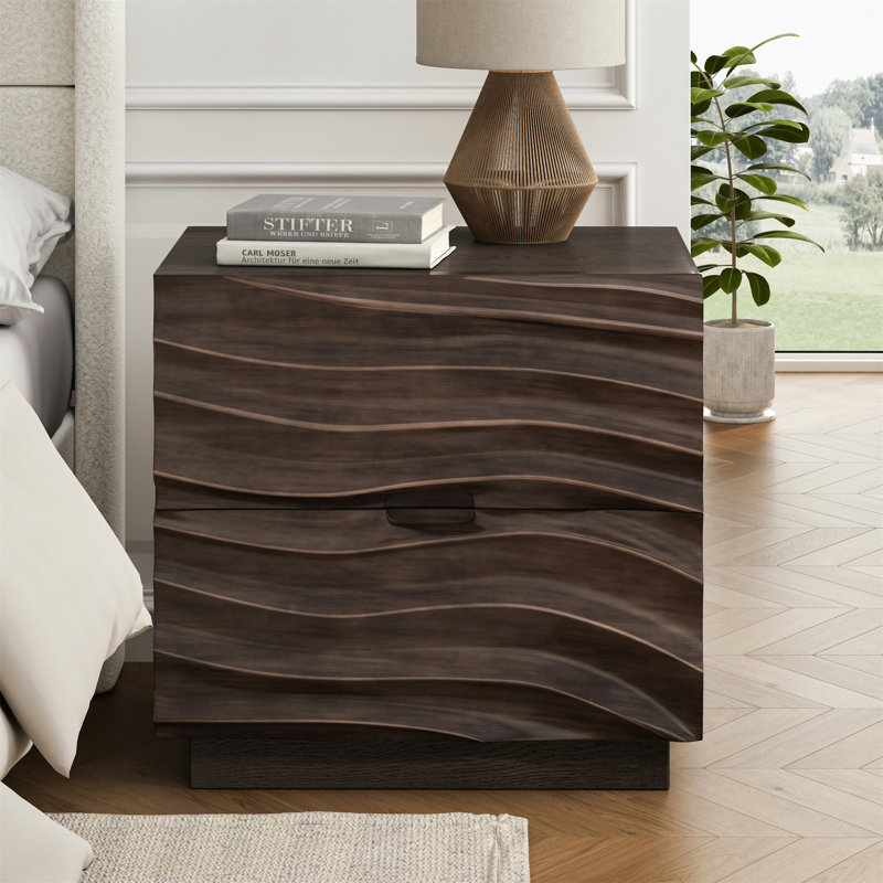 Tables de chevet en bois massif, Brun