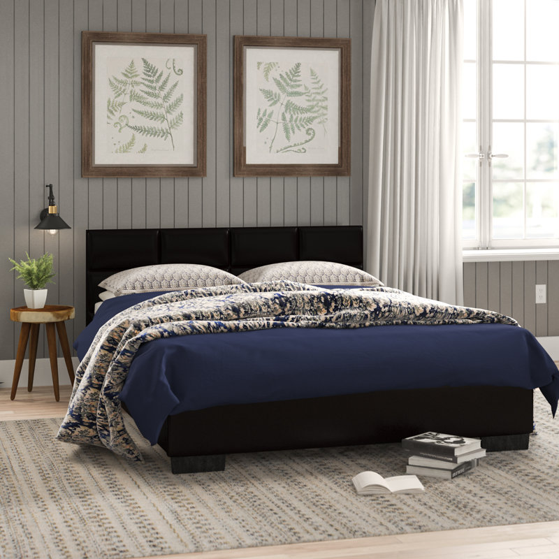 Avelar Bossley Upholstered Platform Bed, Dark Brown, Queen