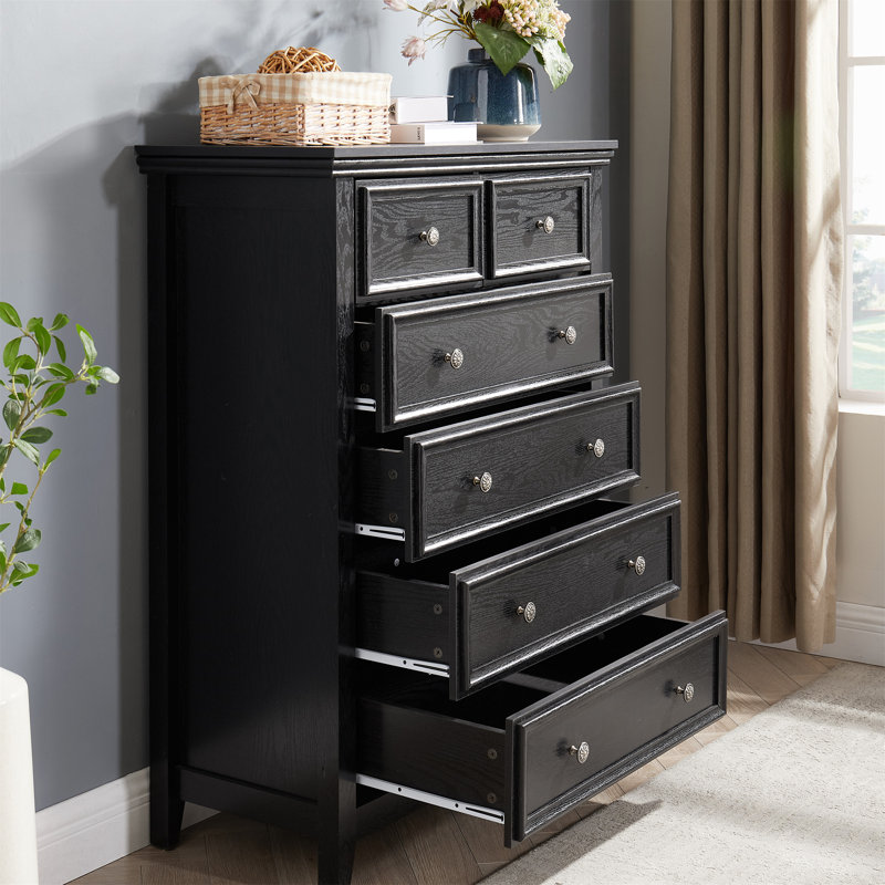 Modern 6 Drawers Dresser 6 Drawers Cabinet, Black