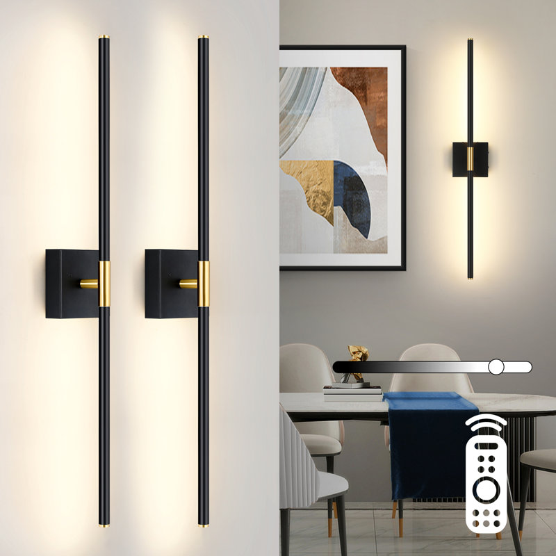 2-Pack Rechargeable Wall Sconces With Remote Control, Cordless Wall Lights Non-Hardwired, 23.63" H x 4.72" W x 3.50" D