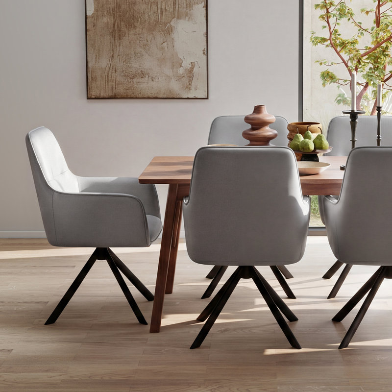 Chaise de salle à manger simple avec accoudoirs Simple, Gris