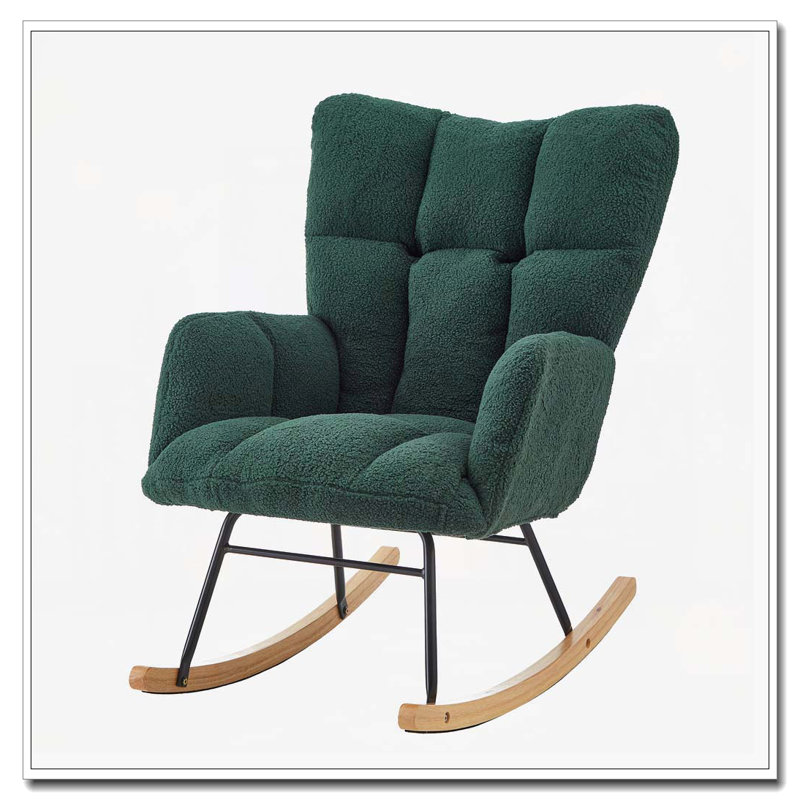 Chaise berçante en tissu Teddy, Vert