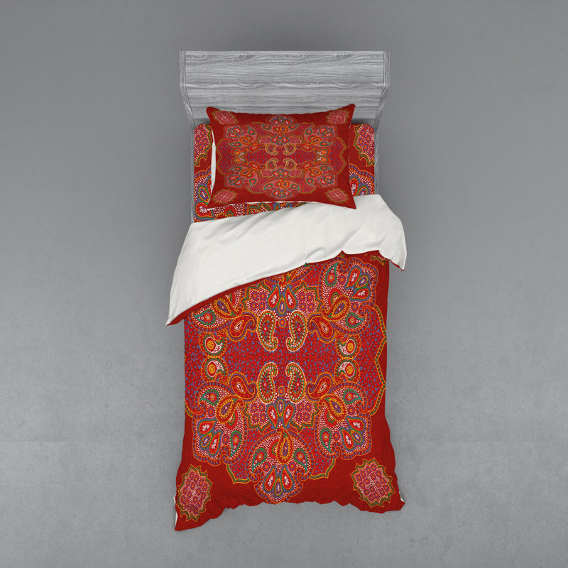 Ensemble de housse de couette en microfibre Mandala, Housse de couette simple + 6 pièces supplémentai