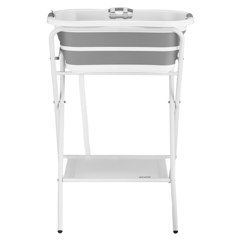 Baignoire pour chien, baignoire surélevée pour chien, station de lavage pliable 2 en 1 pour toilettage pour animal de compagnie, drain portable pliable et peu encombrant, sortie de drain intégrée avec tuyau de drainage pour petit chat, gris et blanc