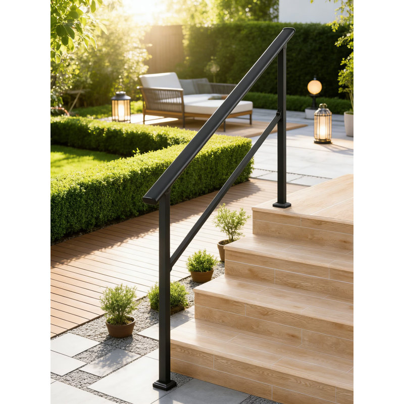 Adjustable Outdoor Stair Handrail - Heavy-Duty Metal Railing Kit With Weather-Resistant Coating For Secure And Easy Installation