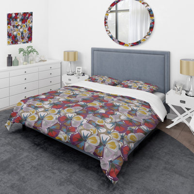 Fleurs rouges et blanches - Ensemble de housse de couette Cabin & Lodge