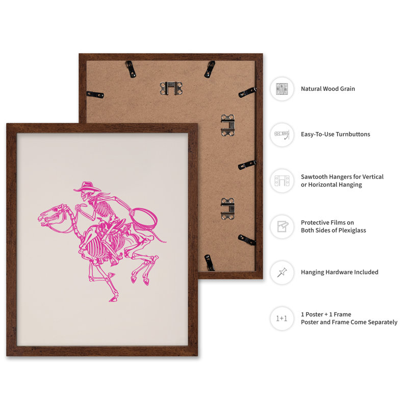 Skeleton Cowboy, Affiche, H 12 po x l 16 po, Encadrement brun