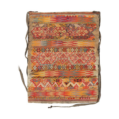 Antique Turkish Bag Textile, Vibrant Geometric Tribal Patterns - Rug & Kilim