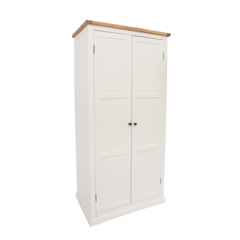 Mignonette 2 Door Solid + Manufactured Wood Wardrobe, Off White/Gold