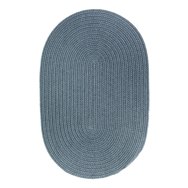 Tapis bleu océan tressé à la main Smyth, Ovale 4 pi x 6 pi