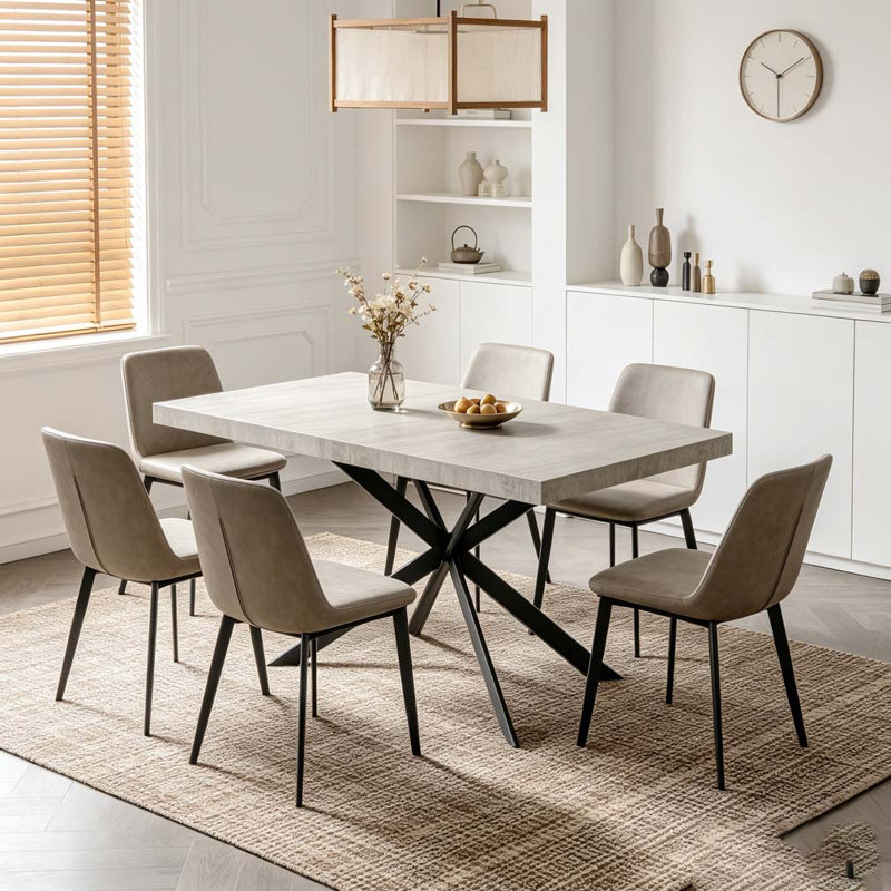 55.11"-70.86"Retro Rectangular Stretch Dining Table, Gray/Black