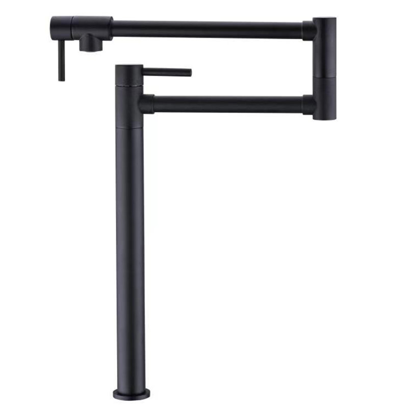 12.4" Pot Filler Faucet for Kitchen Sink, Deck Mount Pot Faucets Over Stove, Solid Brass Folding Pot Filler Faucet, Black