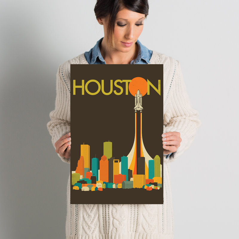 «Houston Skyline», impression sur toile tendue, H 18 po x l 12 po x P 1,5 po, Toile tendue, Pas de tapis