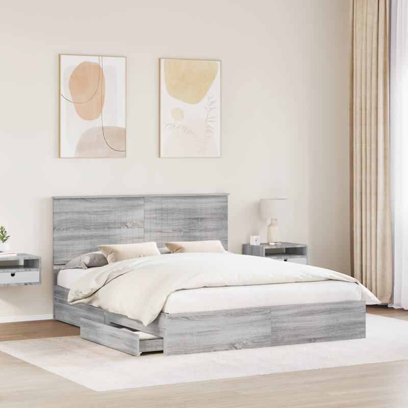 Bed, Grey Sonoma, European Kingsize (160 x 200 cm)