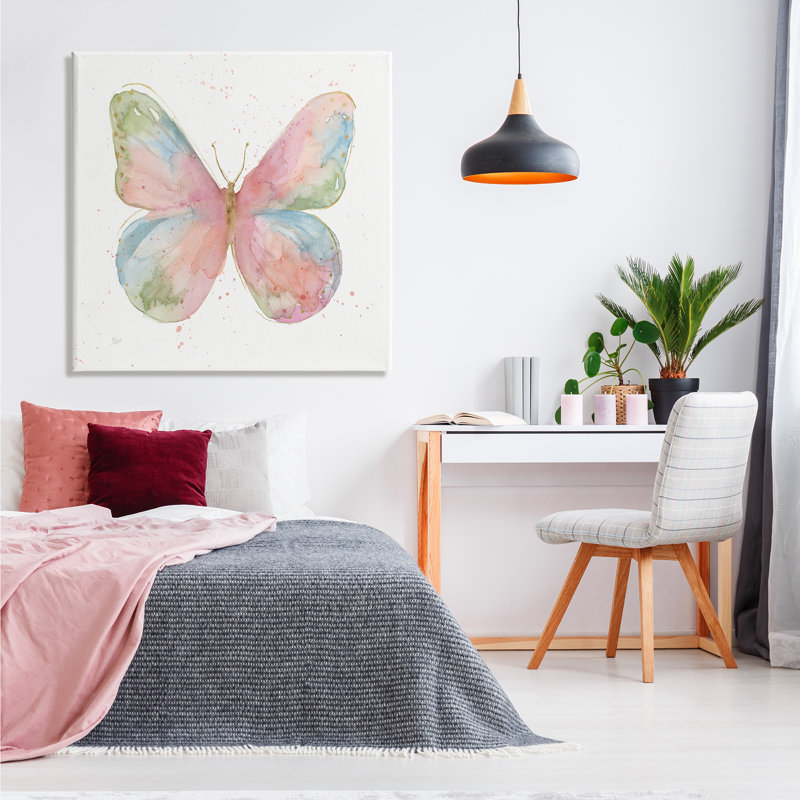 «Child's Spring Butterfly», aquarelle abstraite, motif d'ailes par Nan - impression, Toile tendue, H 36 po x l 36 po