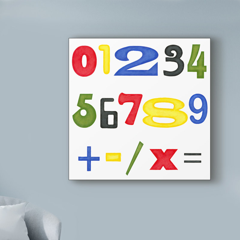 « kids room numbers », art sur toile, H 18 po x l 18 po x P 2 po
