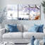 Ensemble de 3 tableaux sur toile représentant un héron en hiver-475817010