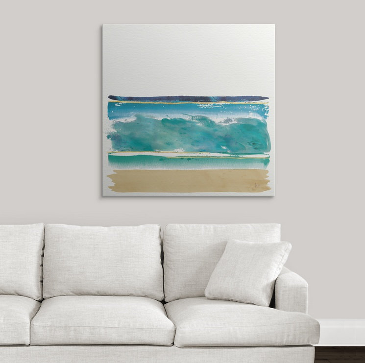 « par the sea ii » par jess aiken, reproduction d’art, H 35 po x l 35 po x P 1,5 po, Toile