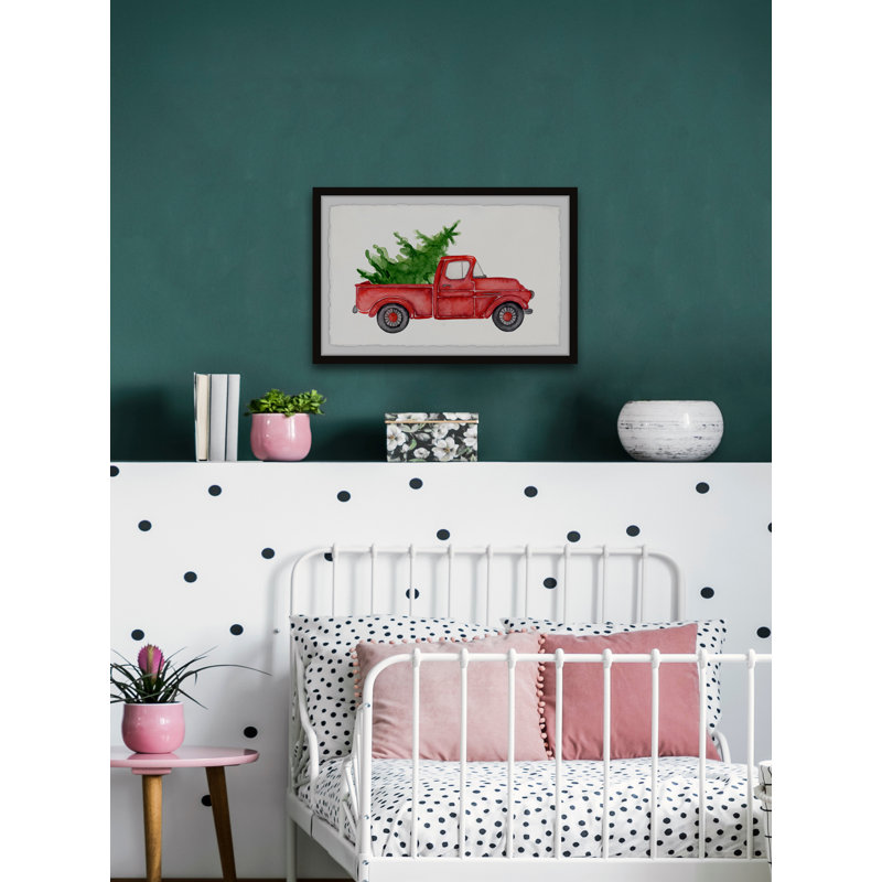 Rustic Red Pine Truck - Single Picture Frame Painting, 20cm H x 30cm W x 3.81cm D