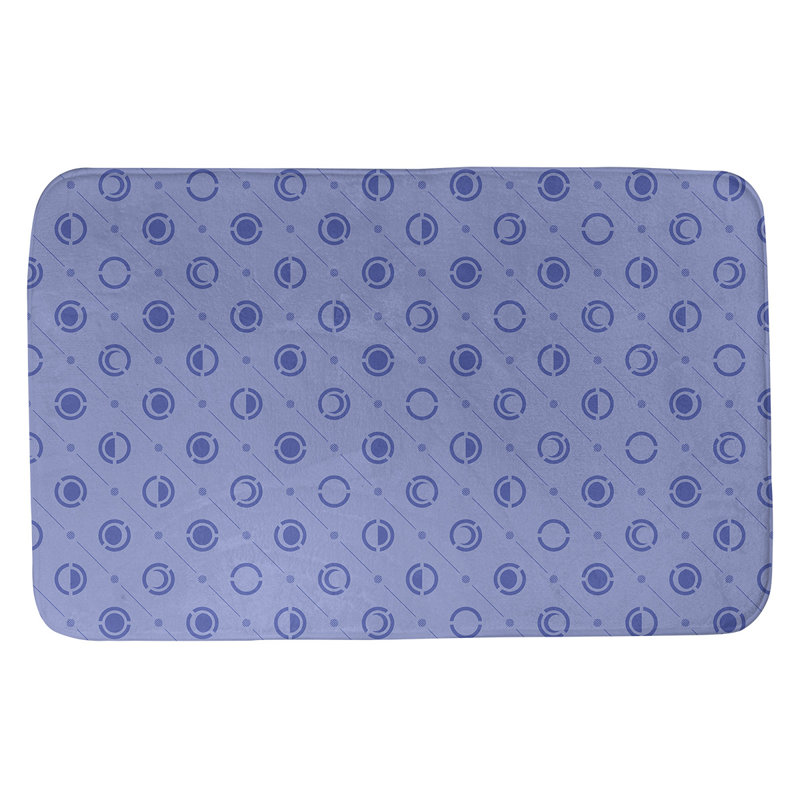 Tapis de bain géométrique antidérapant en microfibre Moon phases, l 21 po x L 34 po, Bleu clair