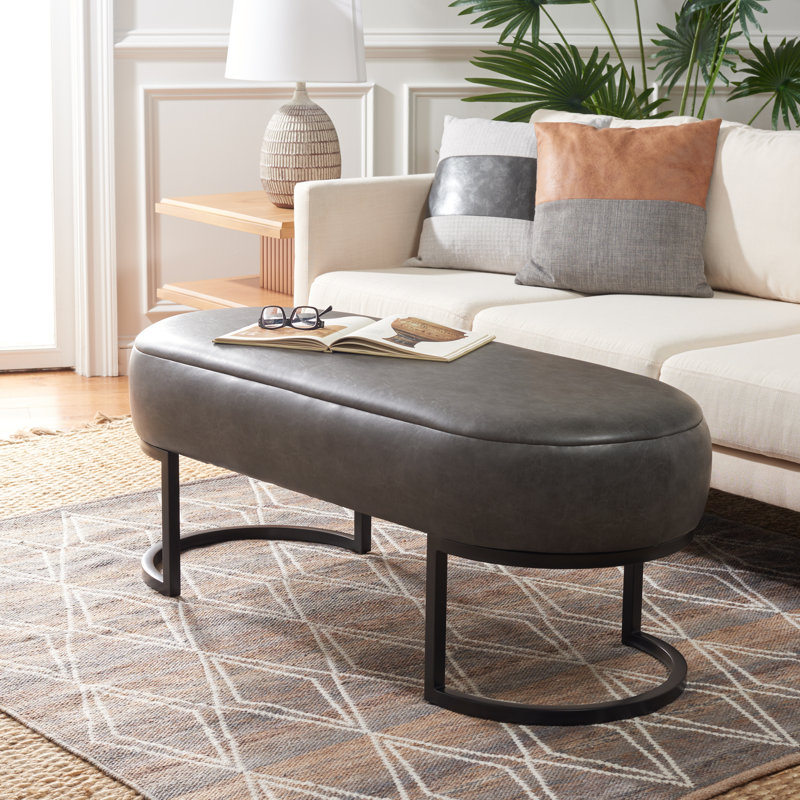 Faux Leather Upholstered Bench, Gray