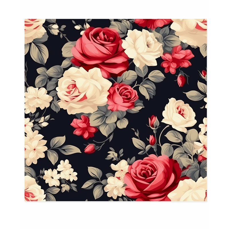 «Floral Rose Flowers», reproduction d'art non encadrée, H 16 po x l 16 po