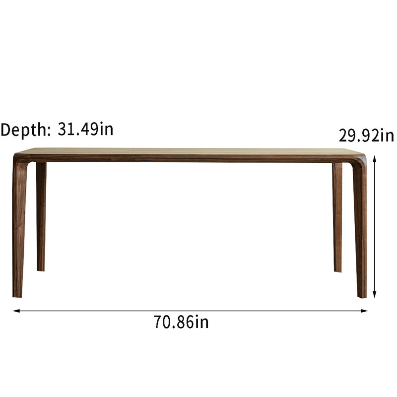 Walnut Solid Wood Dining Table, 31.49" W x 70.86" L