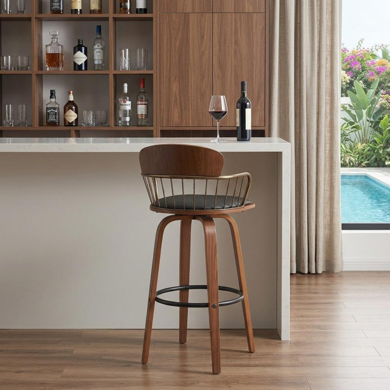 Tabouret de bar Lynzy, Noir, noir, noir, noir, Gris, Tabouret de bar (siège d'une hauteur de 30 po)