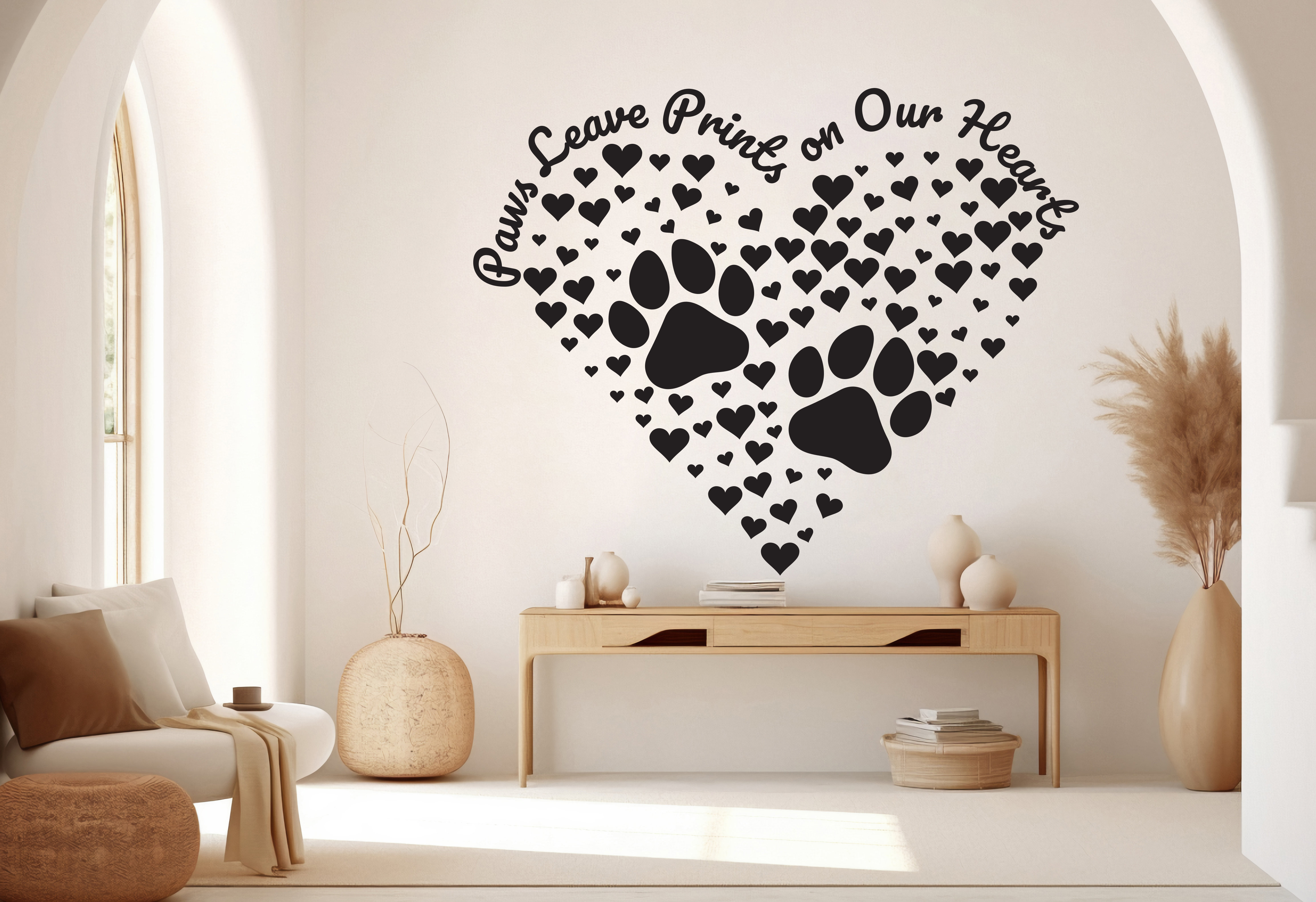 Trinx Paw Print On Heart Wall Decal Dad Dog Decor Dog Wall Art Decal ...