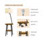 Lampe sur pied avec table Belhaven - Table de chevet ou table d'appoint de style Mid-Century moderne avec port de chargement USB et abat-jour tambour - Lampe sur pied avec tablettes