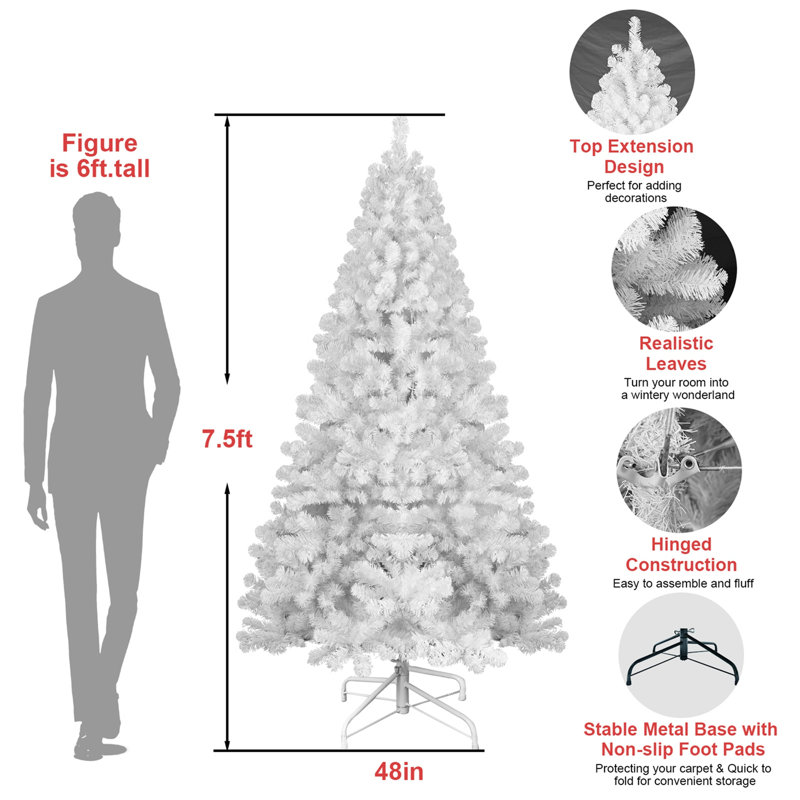 Arbre de Noël blanc avec fil mémoire, 4'