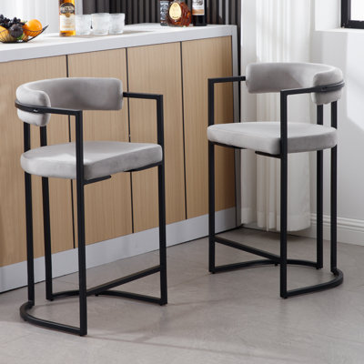 Beatryce Bar Stools Upholstered Counter Stool with Metal Frame Modern Bar Chairs for Kitchen Island, Dining Room (Set of 2)