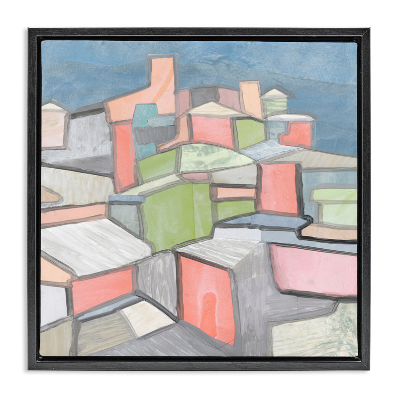 Art contemporain encadré flottant par Coco Good, Cadre flottant noir de jais, H 25 po x l 25 po