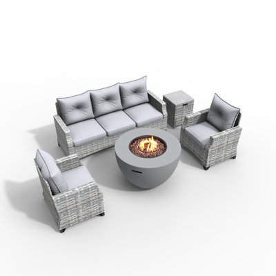 5- Person Outdoor Seating Set With Fire Pit Table