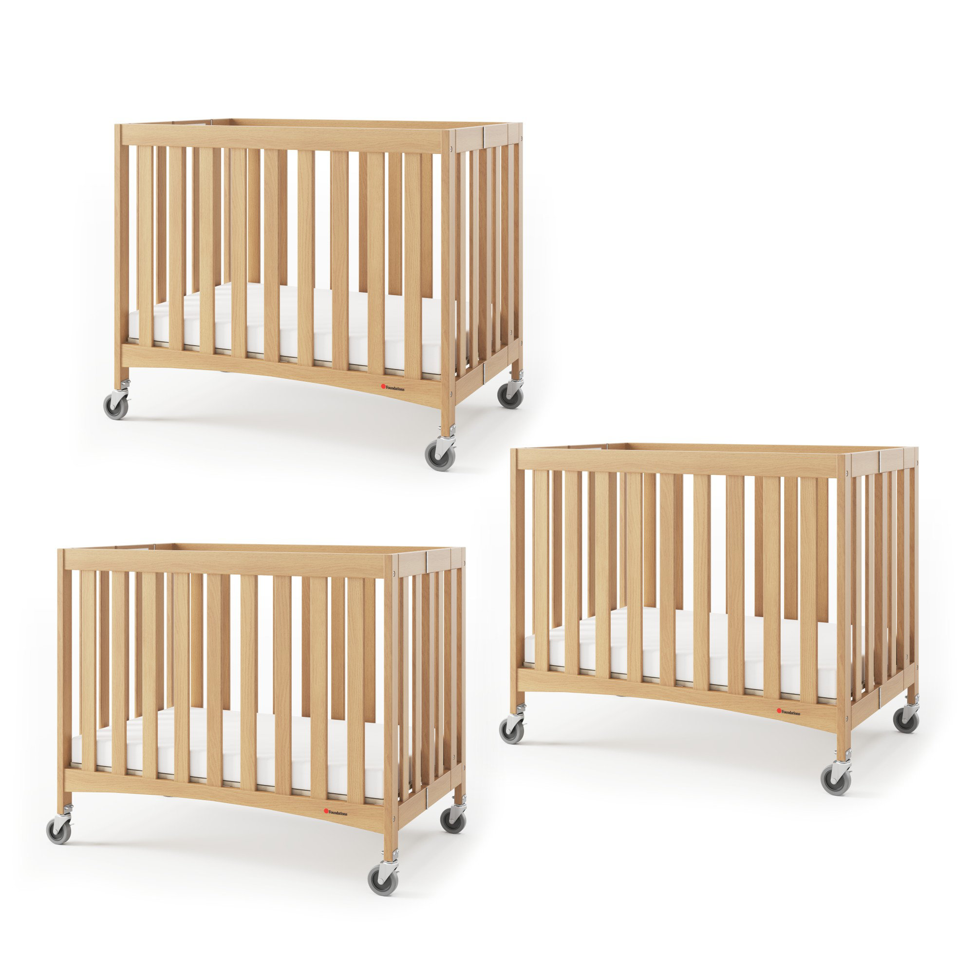 Foundations Travel Sleeper Wood Compact Folding Crib 3 Pack For Hotels