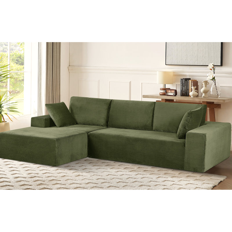 Canapé modulaire convertible en velours côtelé doux, canapé-lit confortable à 4 places avec conception en mousse complète, aucun assemblage nécessaire pour la chambre à coucher, faisant face à la gauche en velours côtelé, dans la chambre à coucher et le salon,